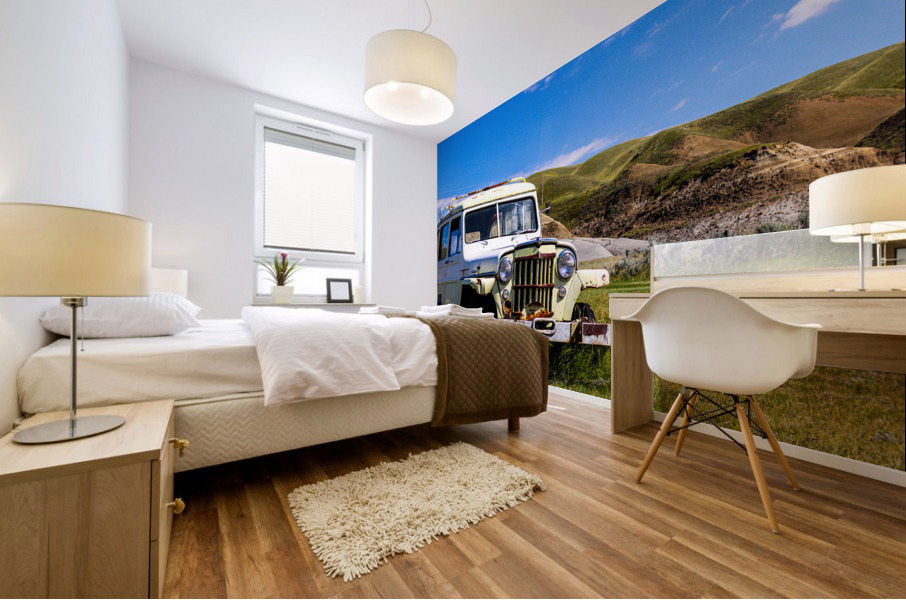 yellow and blue Mural print