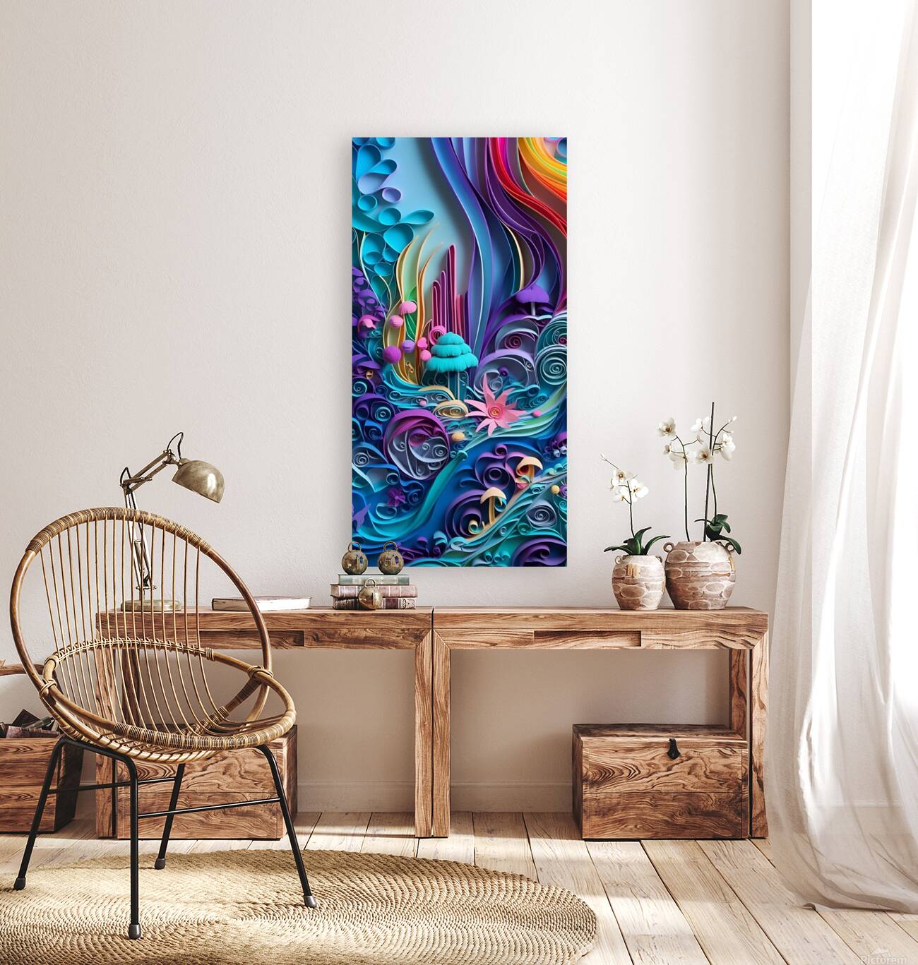 digital painting of a colorful landscape with flowers and trees  Reproduction