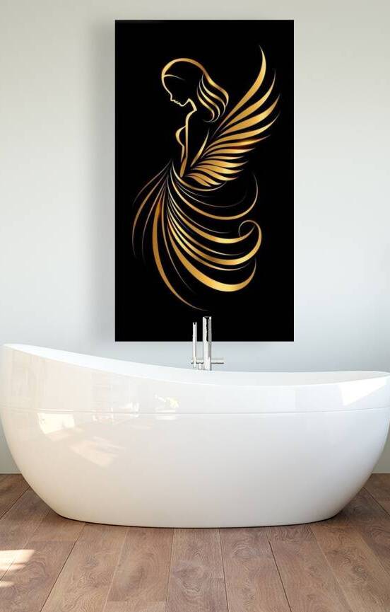 woman with a golden wing by waleedg