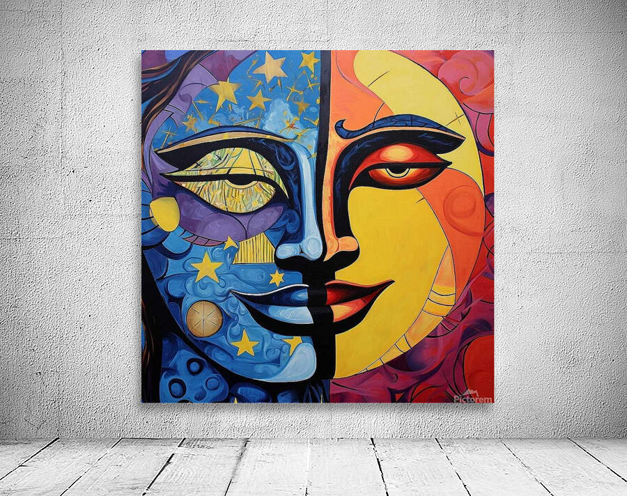 womans face with stars and moon Wall Preview