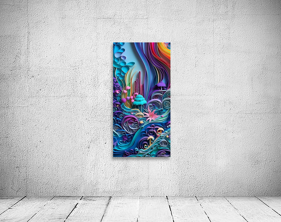 digital painting of a colorful landscape with flowers and trees  Wall Preview