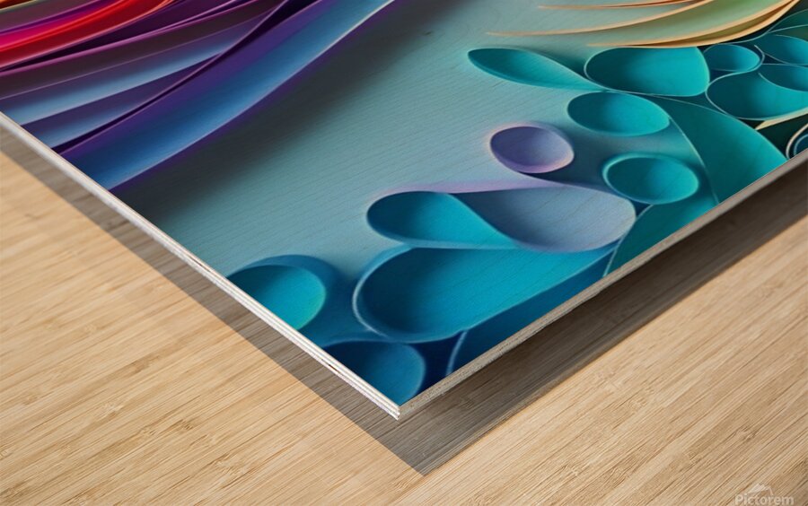 digital painting of a colorful landscape with flowers and trees  Wood print