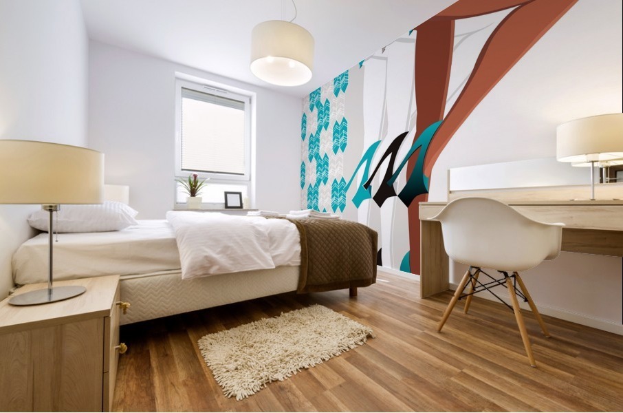 Pattern Design and Three Girls Mural print
