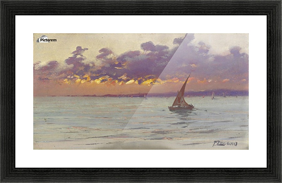 Sunset from the Patras seafront Picture Frame print
