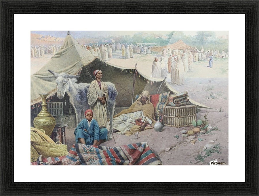 A Arab caravan resting Picture Frame print