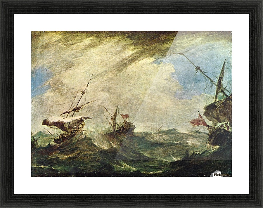 Schiffe im Meeresgewitter Picture Frame print
