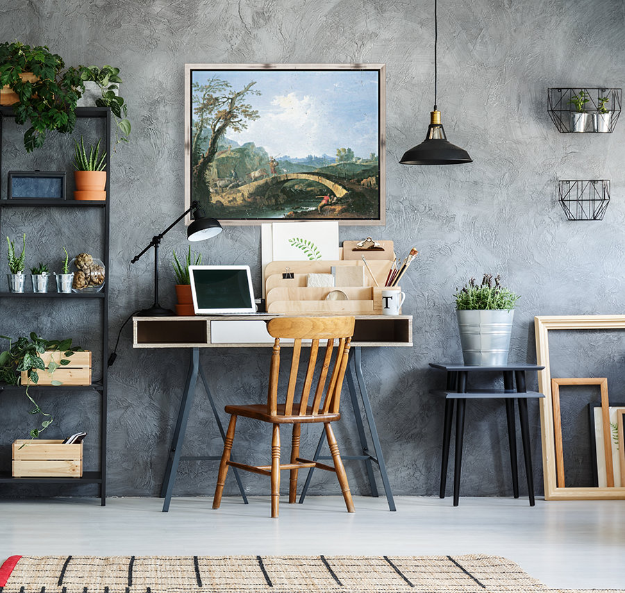 Landschaft mit Brucke Reproduction