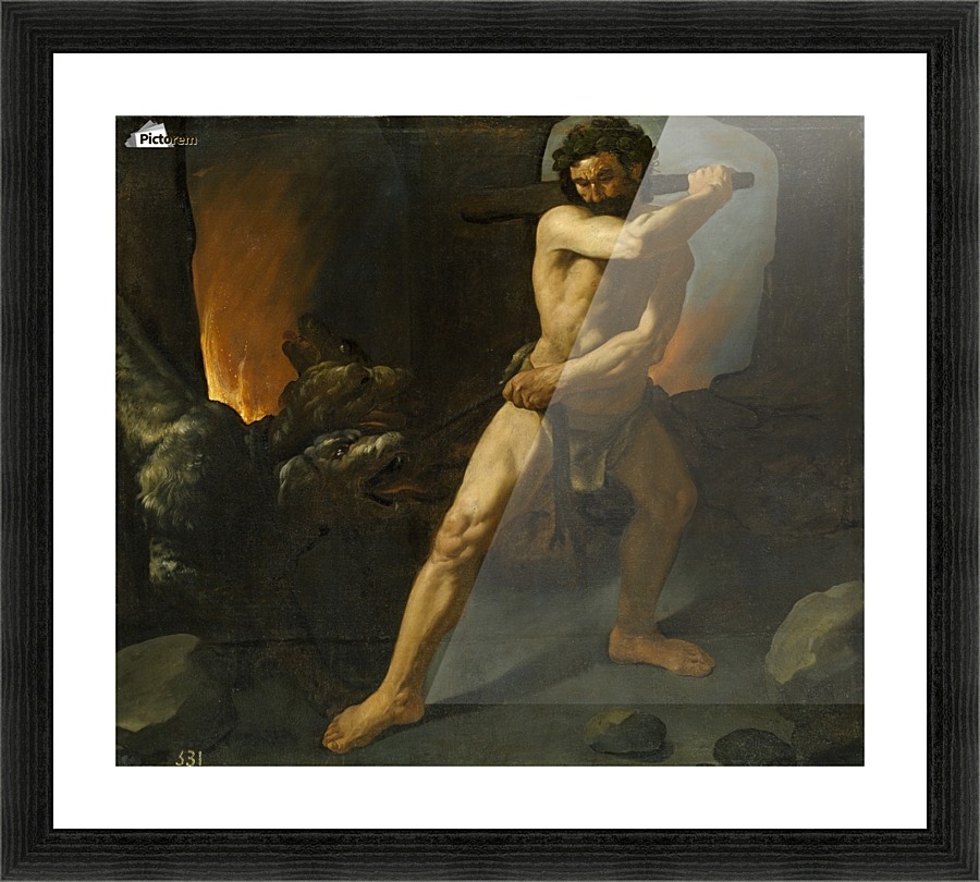 Hercules fighting Cerberus Picture Frame print