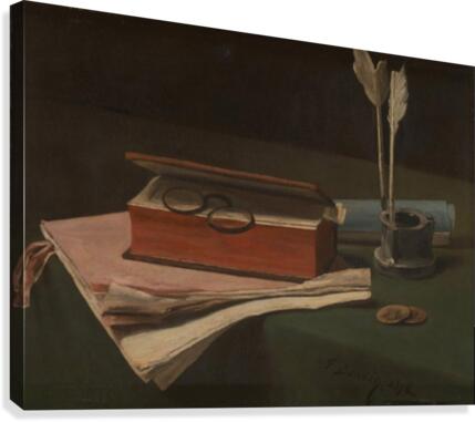 Still Life with Book, Papers and Inkwell Canvas Print