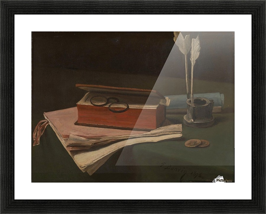 Still Life with Book, Papers and Inkwell Picture Frame print