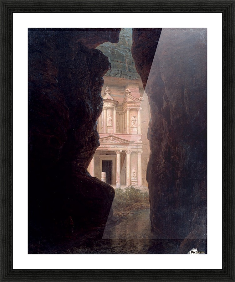A withe house seen from a cave Picture Frame print