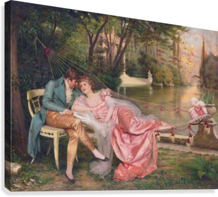 Flirtation in a park by Frederic Soulacroix Wall Art