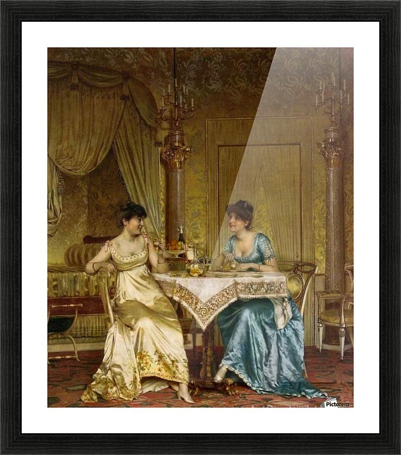 Two ladies chatting Picture Frame print