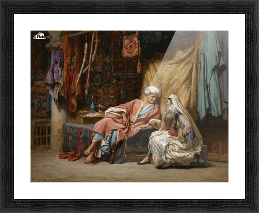 A couple talking Picture Frame print