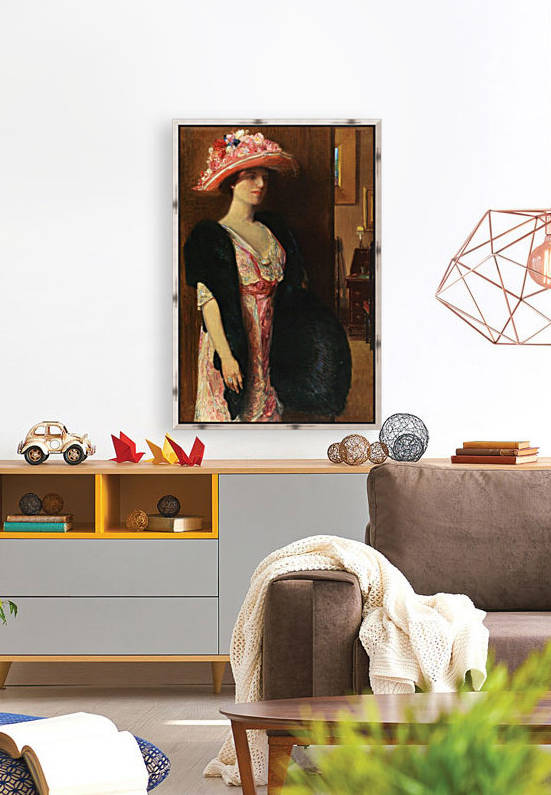 Fire Opals Lady in Furs - Portrait of Mrs. Searle by Frederick Childe Hassam