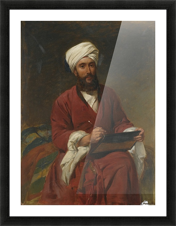 An Oriental man writing Picture Frame print