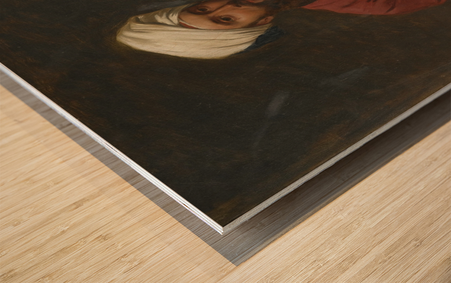 An Oriental man writing Wood print