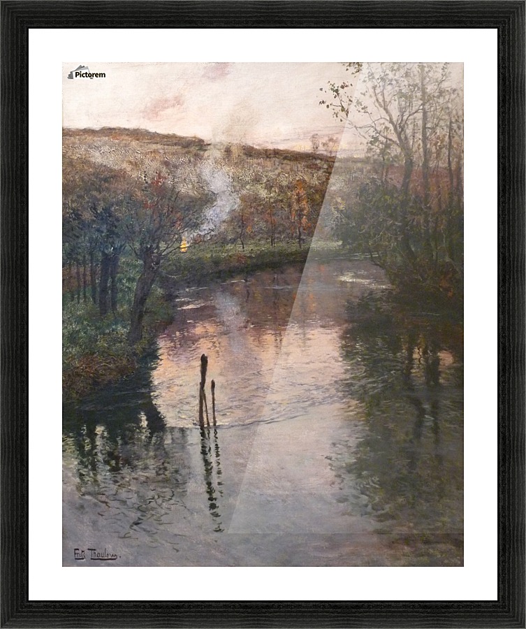 Soleil couchant sur l'Arques a Pequigny Picture Frame print