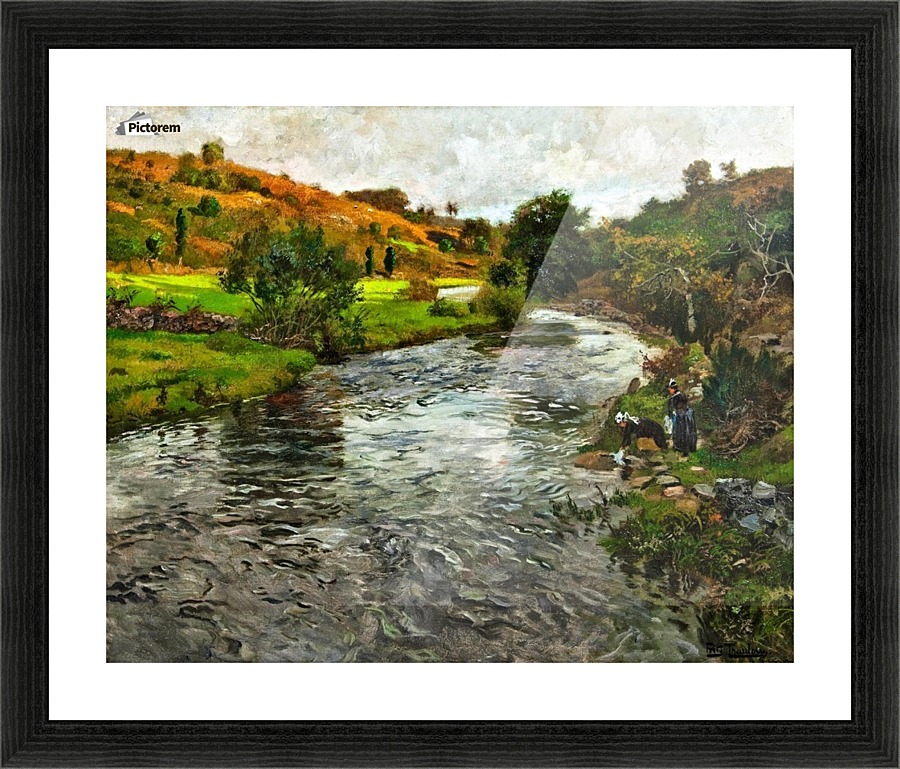 Two ladies at the river Picture Frame print