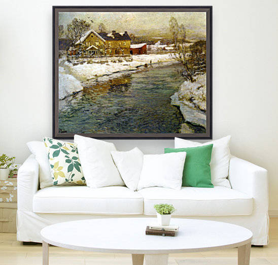 Cottage by a Canal in the Snow by Frits Thaulow