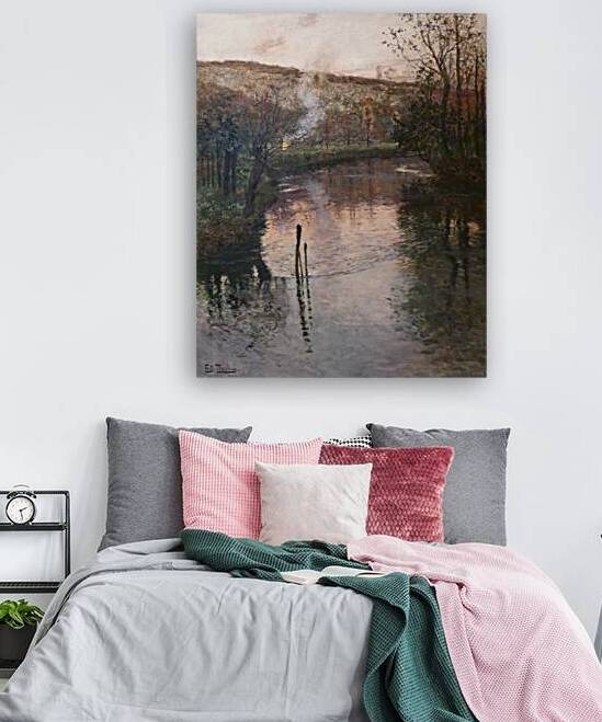 Soleil couchant sur l'Arques a Pequigny Reproduction