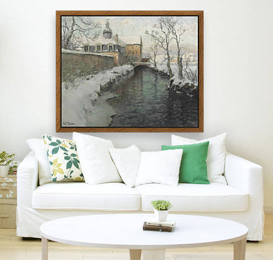 City wall with river during winter by Frits Thaulow