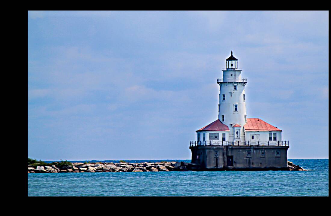 Chicago Harbor Light at Lake Michigan Reproduction