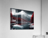 Red woods and white snowy mountain Acrylic Print