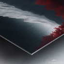 Red woods and white snowy mountain Metal print