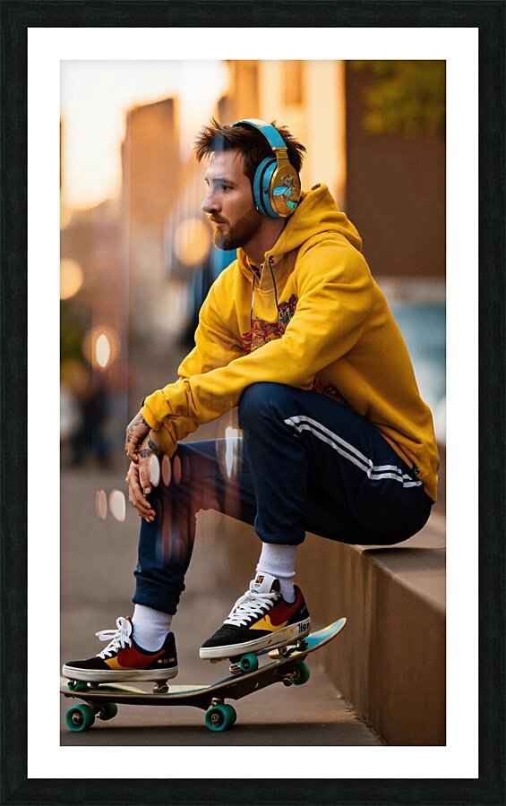 Lionel Messi skiboard Picture Frame print