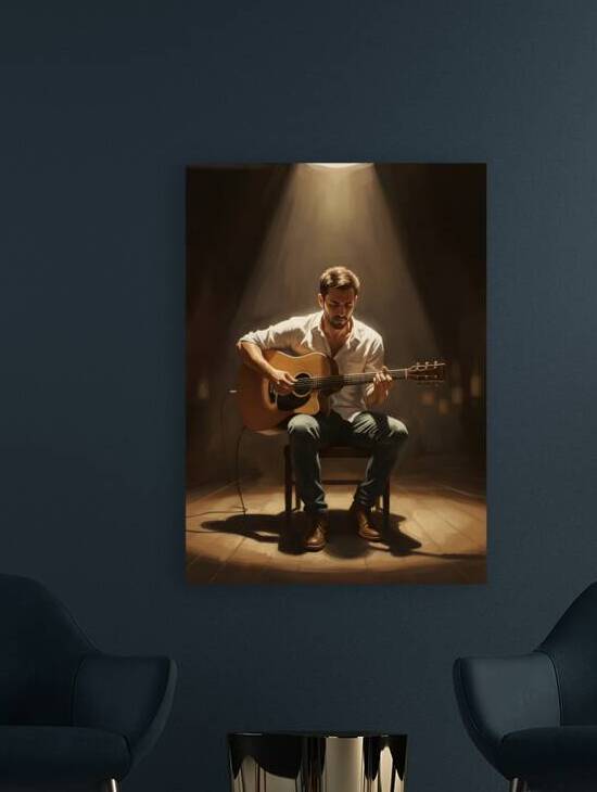 playing guitar under spotlight by ArtSoul