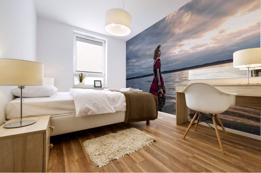 Red Dress in Twilight Mural print