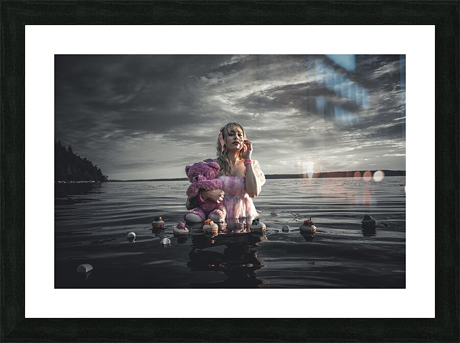Nocturne in Pink: Whispers of Cupcakes and Marshmallows in the Monochrome Abyss Picture Frame print