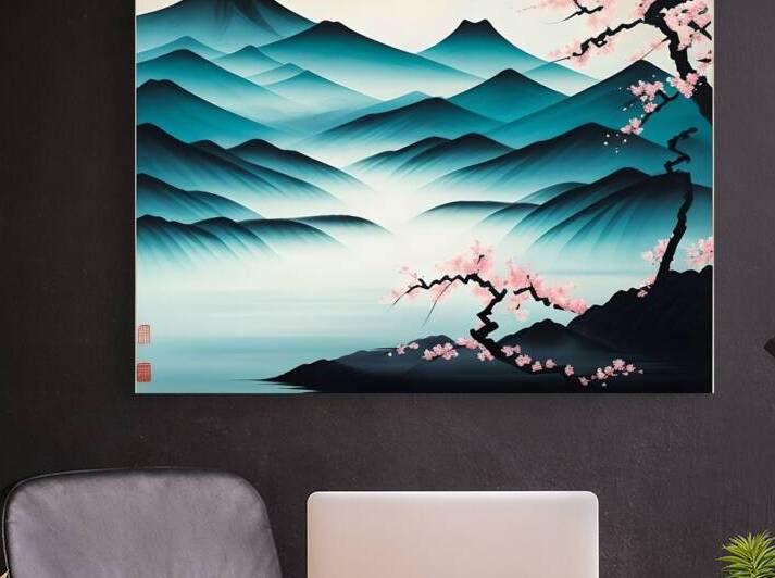 A serene Chinese landscape painting  by Aleen