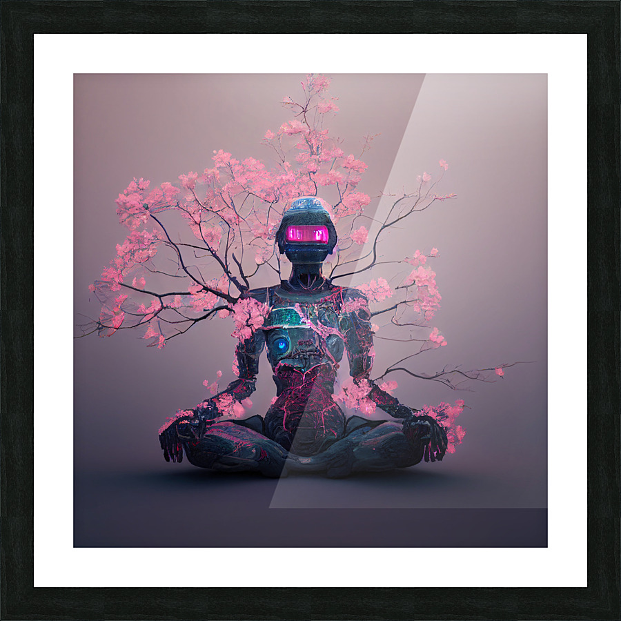 cyborg sakura tree Picture Frame print