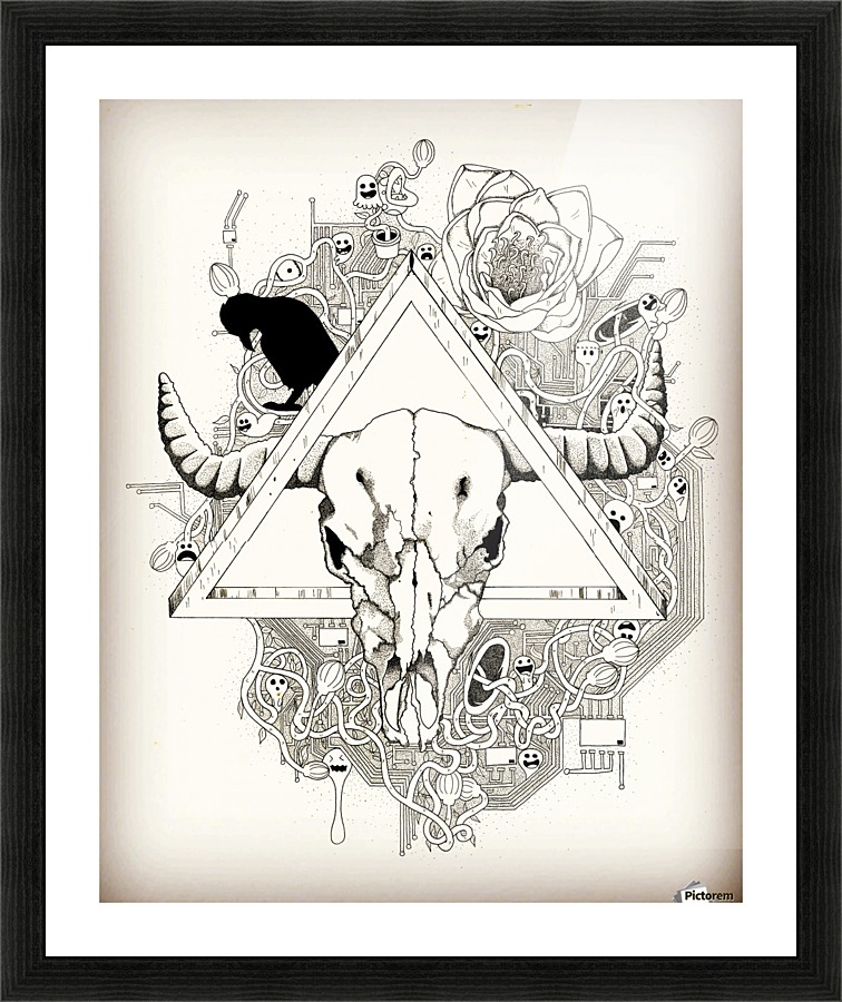 Infested skull - White version Picture Frame print