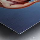 Ridiculous illustration of a man with a big belly on the beach Metal print