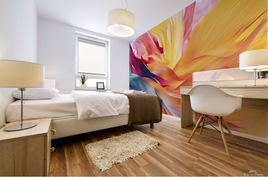 In a mesmerizing display of colors a dynamic wave-shaped spiral Mural print