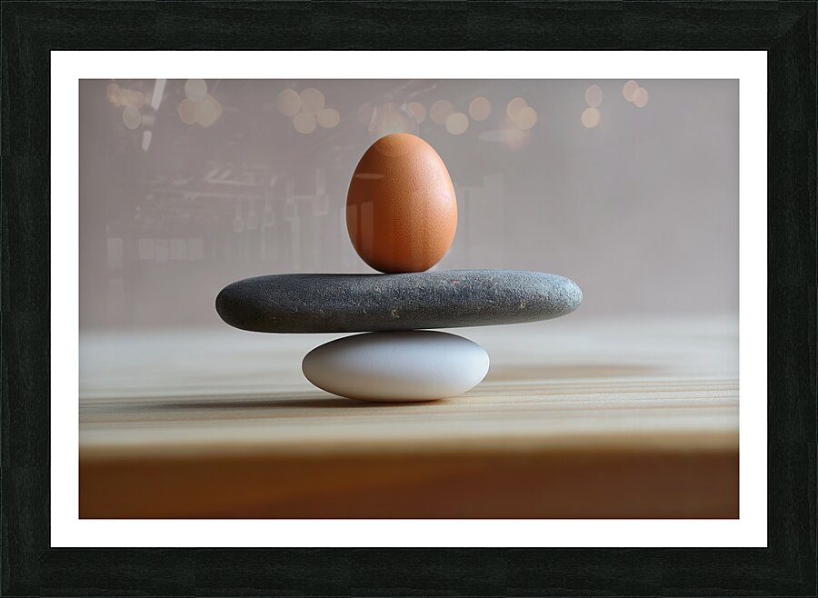 yakynuka Concept about balance and strength egg a Picture Frame print