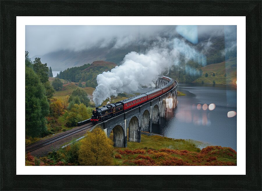 yakynuka Jacobite Express steam train crossing th Picture Frame print