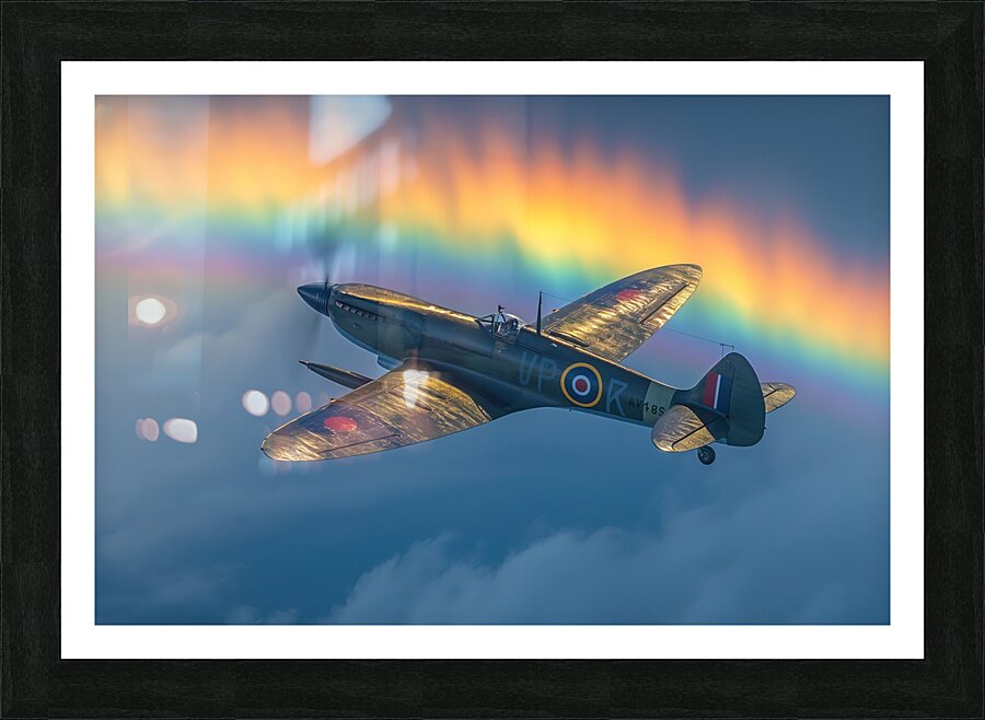 yakynuka A Spitfire passing through a Rainbow cre Picture Frame print