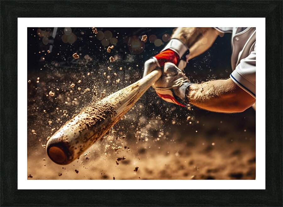 irene yakynuka Batter hitting baseball ball with Picture Frame print