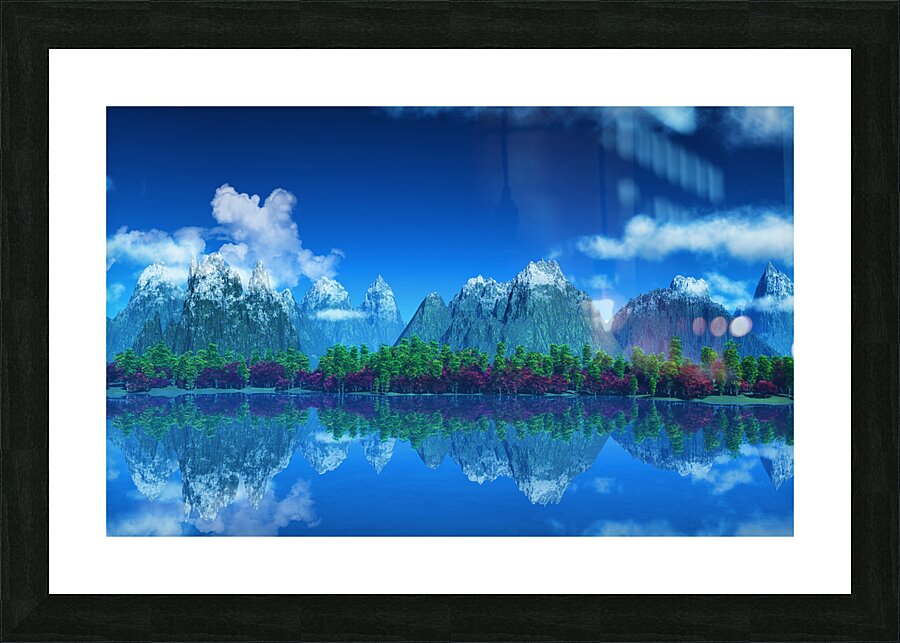 mountains with snow trees Picture Frame print