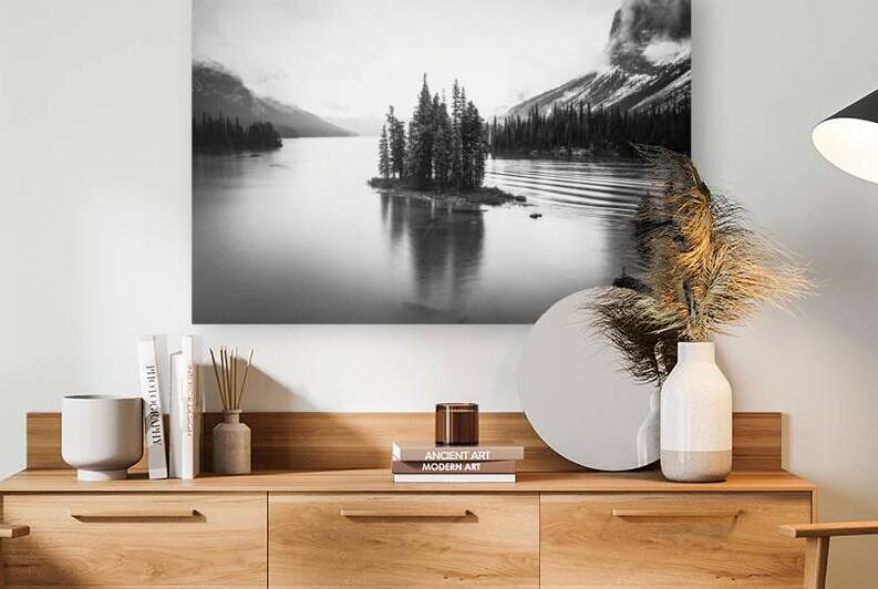 Spirit Island | Maligne Lake | Black and White by Wildhood