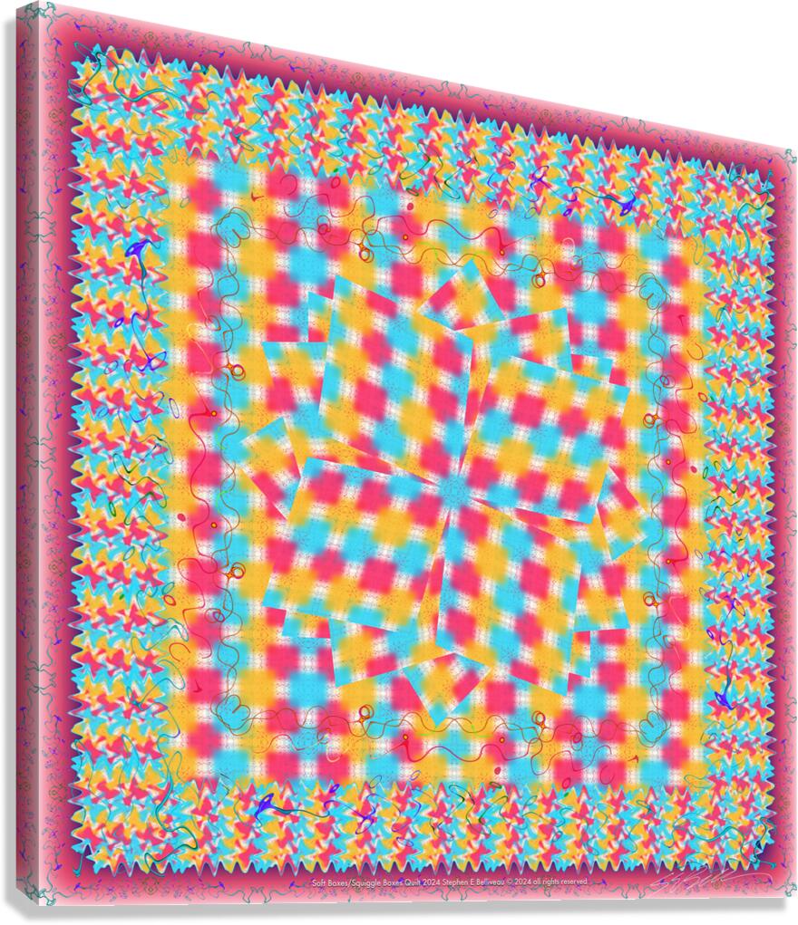 SOFT BOXESSQIGGLE BOXES QUILT  Canvas Print