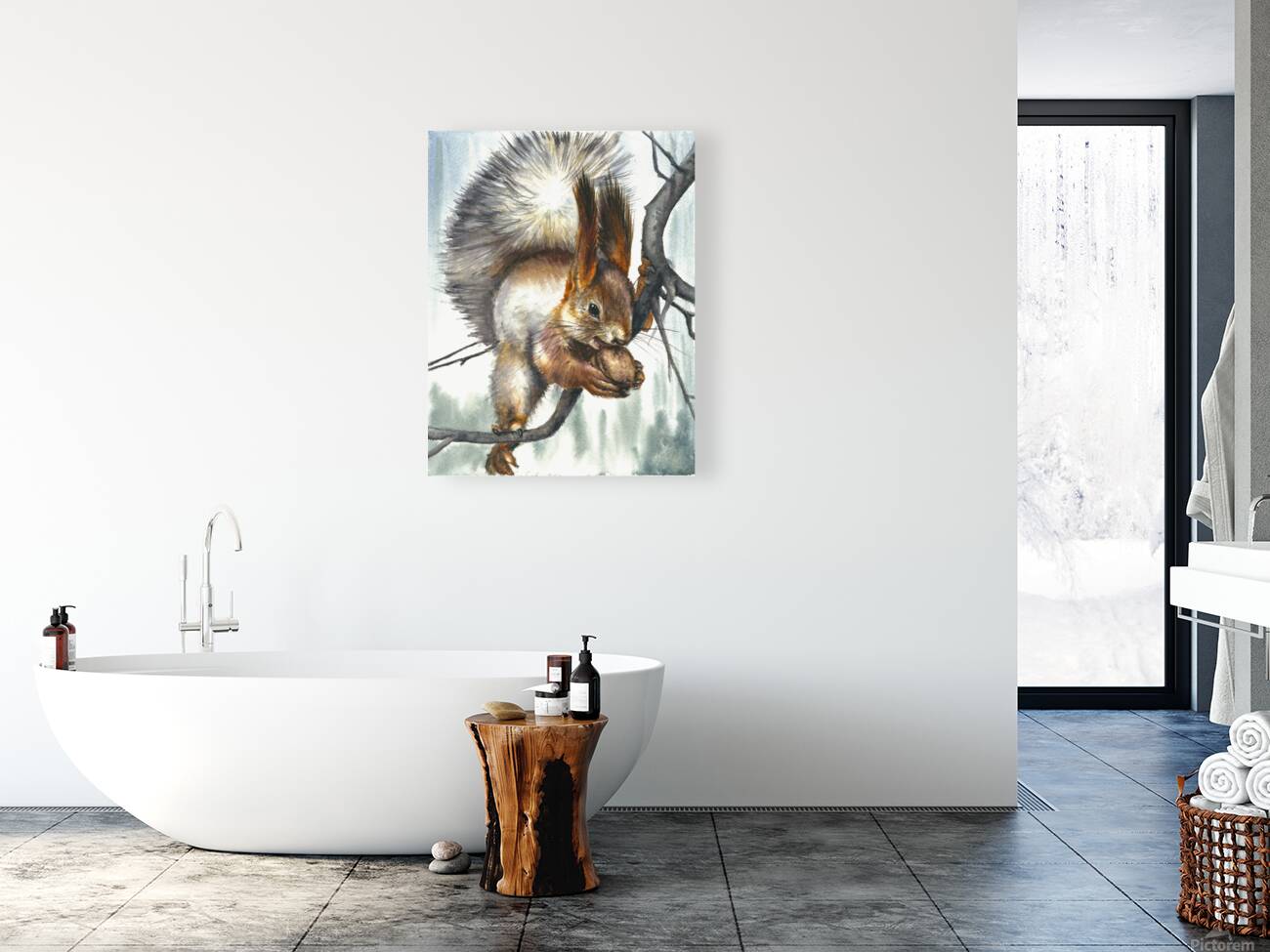 Watercolor Squirrel Reproduction
