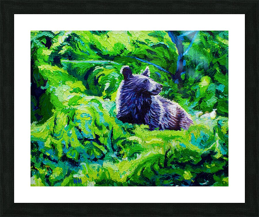 Bear in the green Picture Frame print