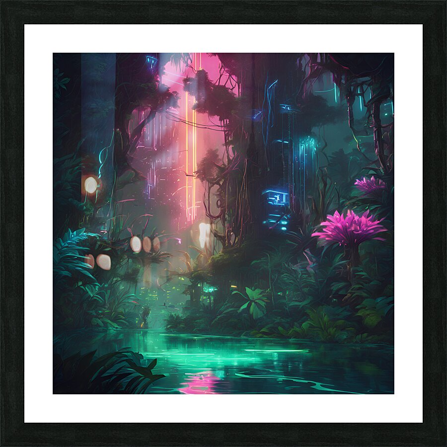 A neon-lit jungle 1 Picture Frame print