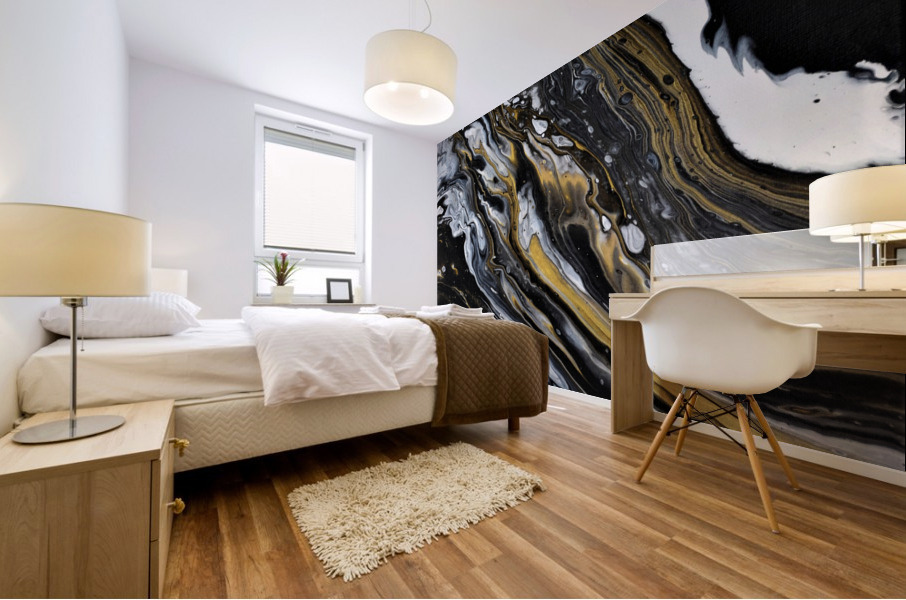 Abstract black gold Mural print