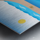 coast beach sea water mountains Metal print